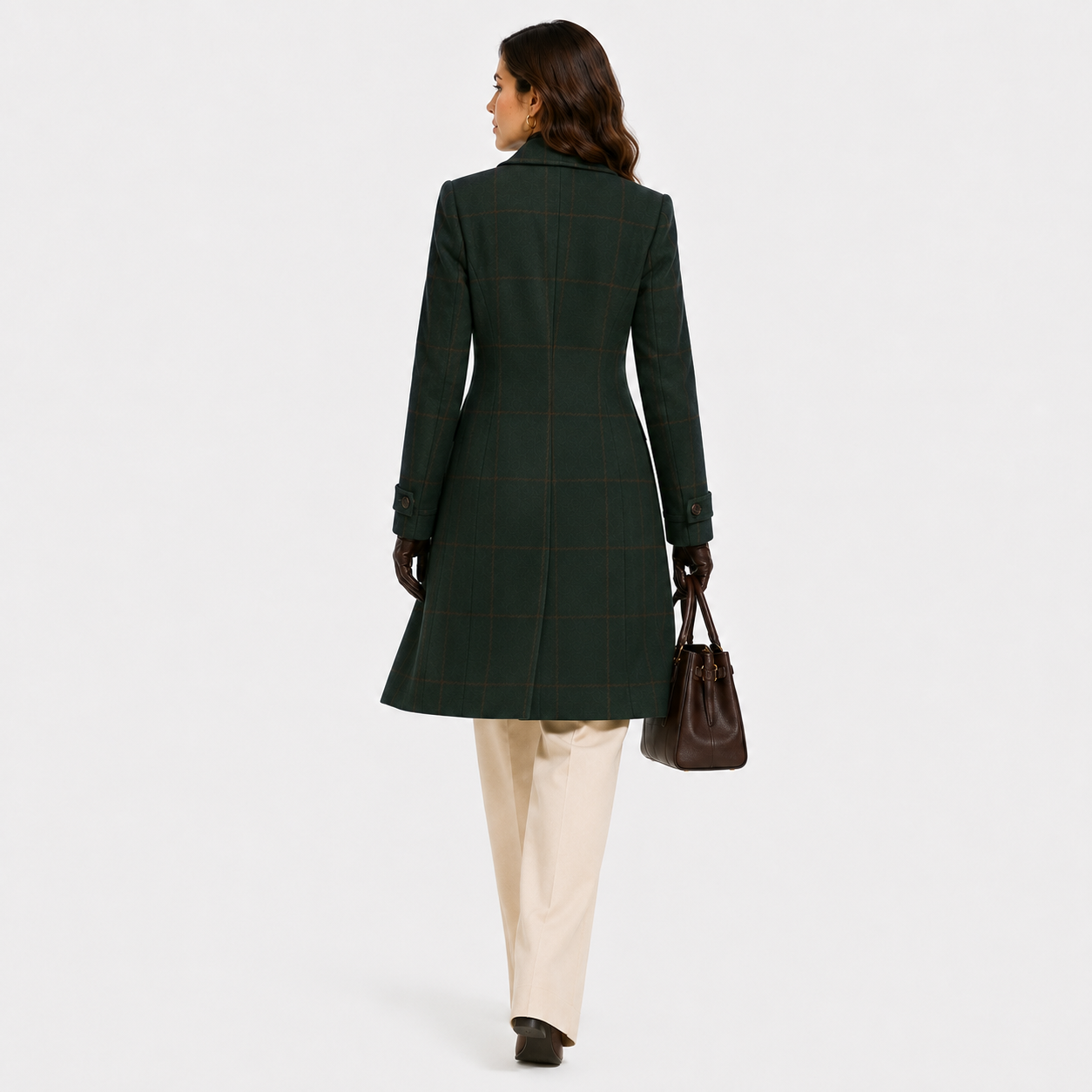 Plaid Tweed Coat, Lapel Collar Warm Everyday Outerwear