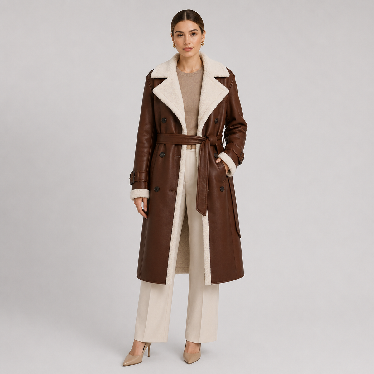 Lapel Collar Long Coat, Tailored Warm Winter Layer