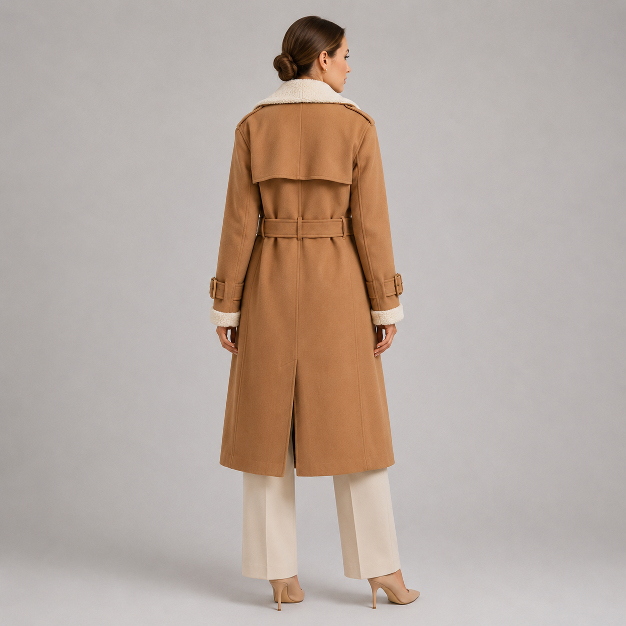 Lapel Collar Long Coat, Tailored Warm Winter Layer