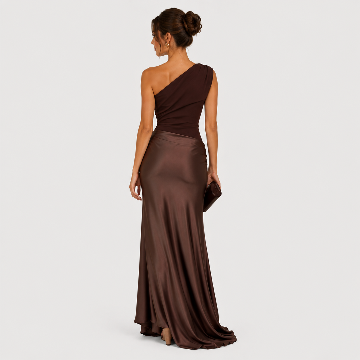 One Shoulder Maxi Dress, Draped Floor Length Evening