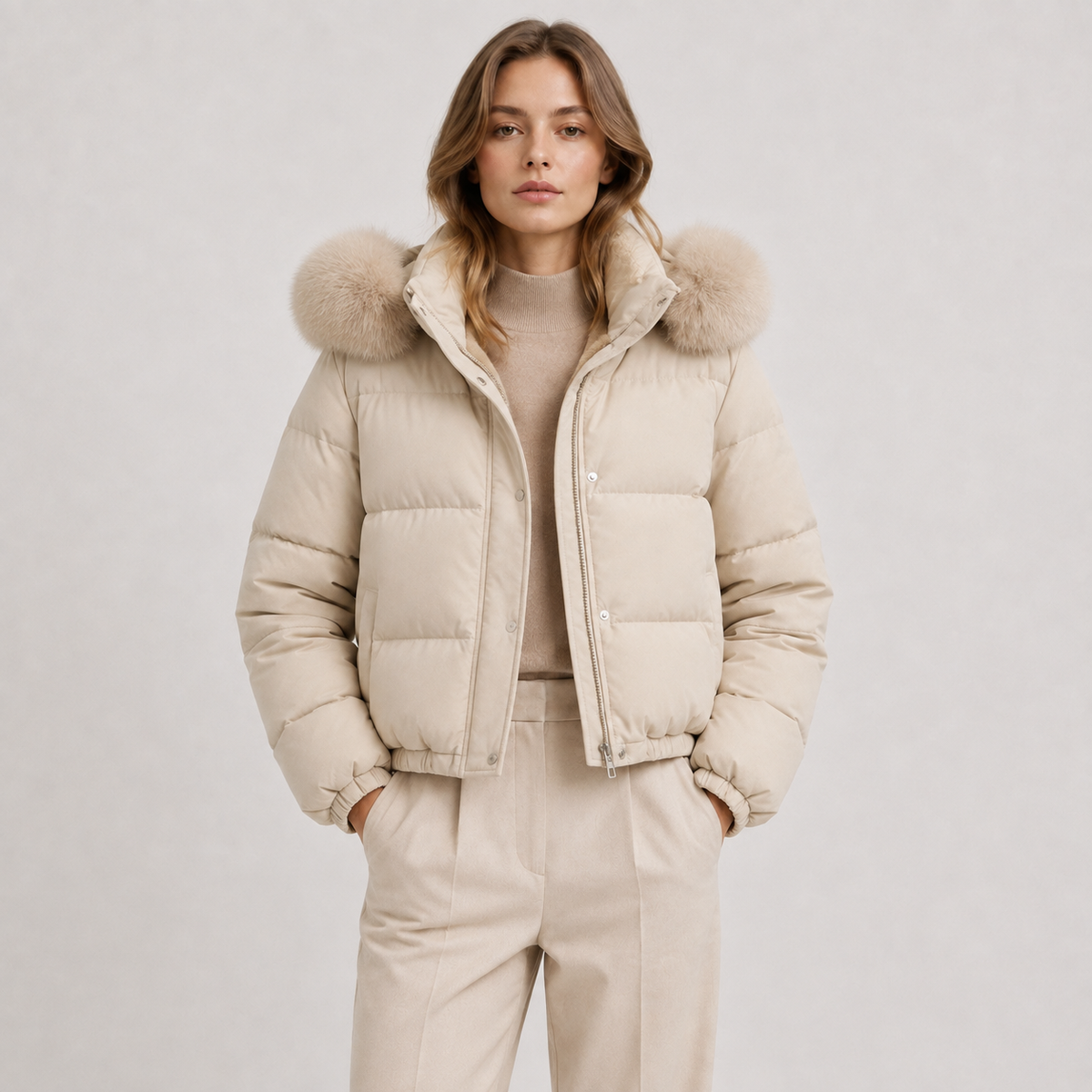 Fur Collar Puffer Jacket, Thick Hooded Winter Coat