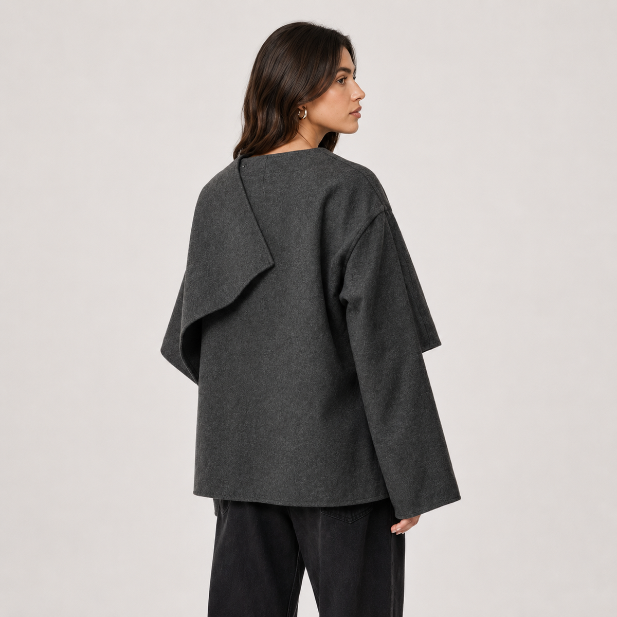 Draped Layered Cape Coat, Cozy Relaxed Winter Jacket