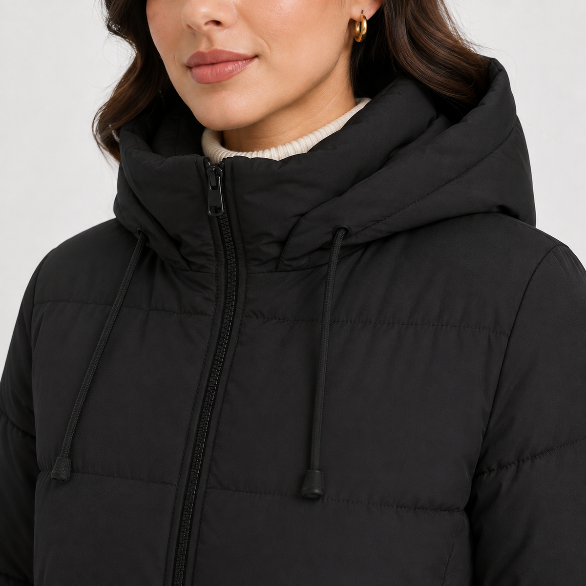 Long Puffer Coat, Hooded Quilted Full Length Warmth