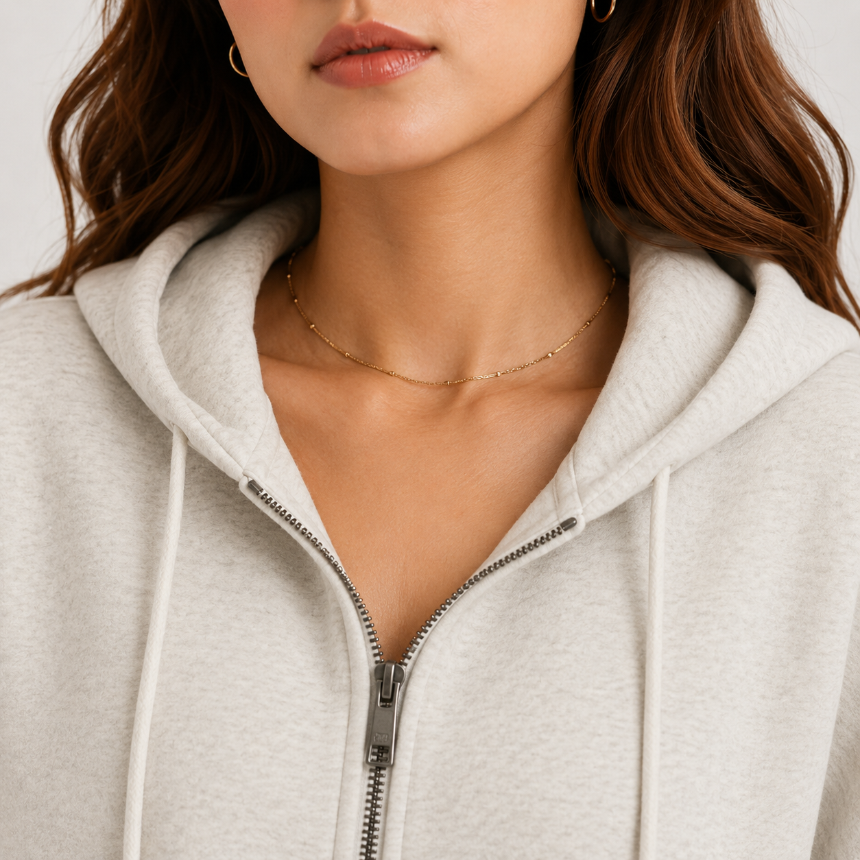 Soft Hooded Jacket with Drawstring and Front Pocket