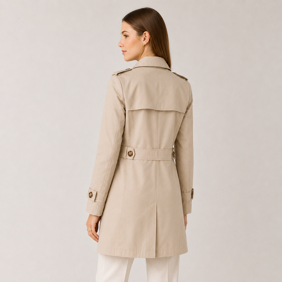 Lightweight Trench Coat, Classic Collar Slim Fit Top