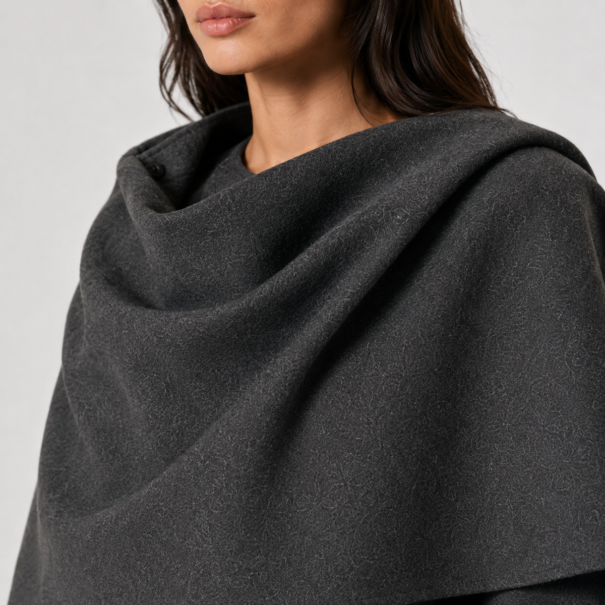 Draped Layered Cape Coat, Cozy Relaxed Winter Jacket