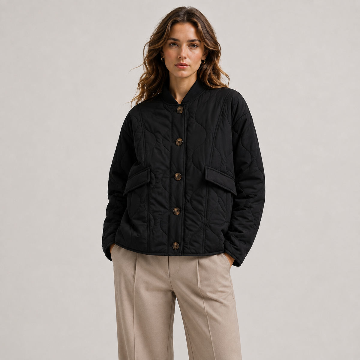 Loose Fit Button Front Coat, Warm Long Sleeve Jacket