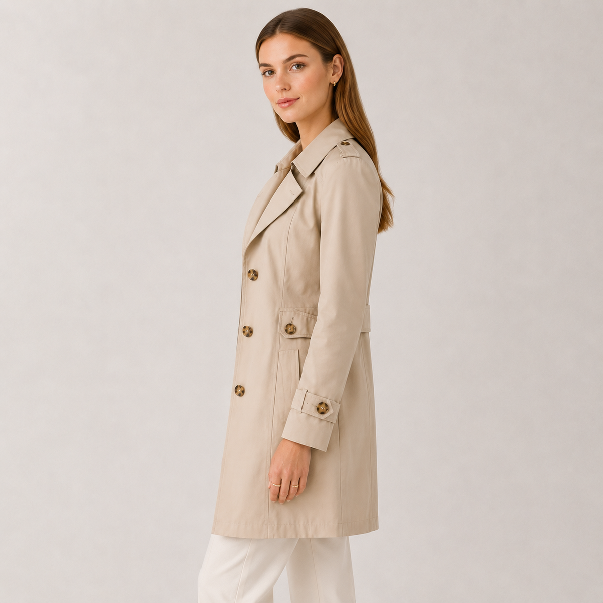 Lightweight Trench Coat, Classic Collar Slim Fit Top