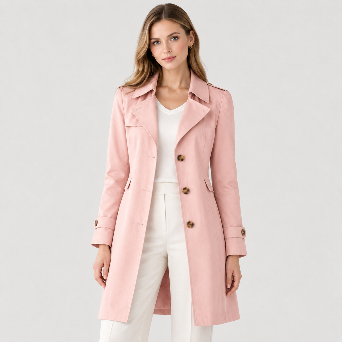 Lightweight Trench Coat, Classic Collar Slim Fit Top