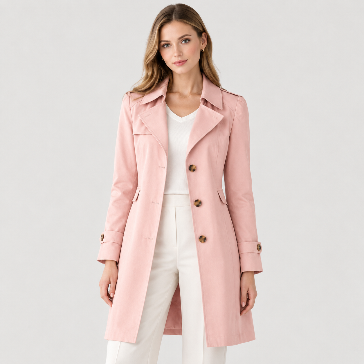 Lightweight Trench Coat, Classic Collar Slim Fit Top