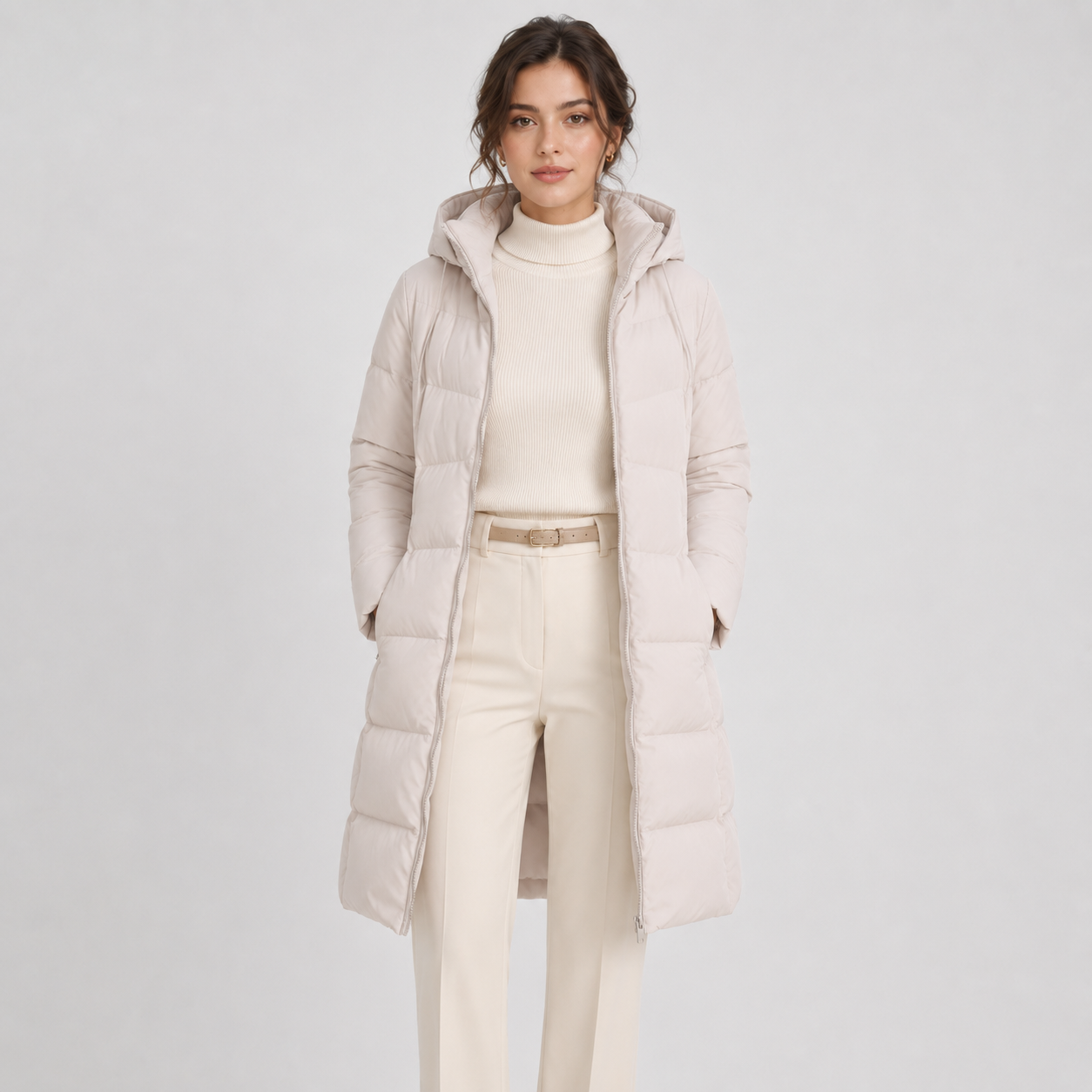 Long Puffer Coat, Hooded Quilted Full Length Warmth