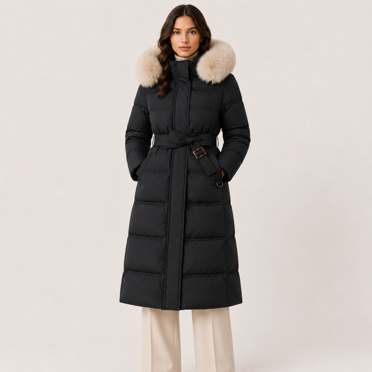Water Resistant Puffer Parka, Fur Trim Hooded Coat