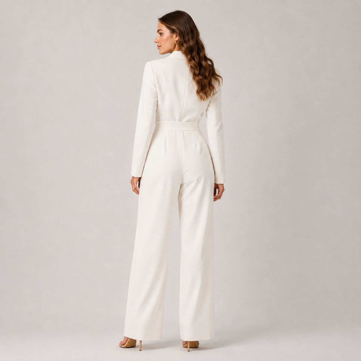 Collared Wide Leg Jumpsuit, Tailored Fit One Piece
