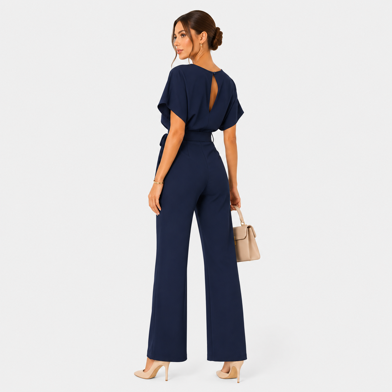 Wide Leg Belted Jumpsuit, Relaxed One Piece Outfit