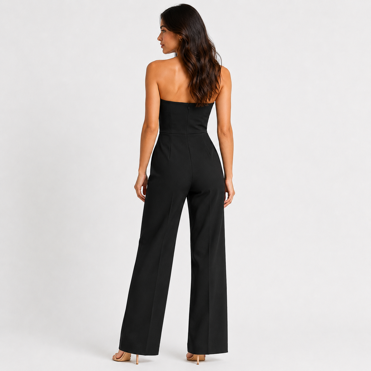 Strapless Wide Leg Jumpsuit, Formal One Piece Outfit