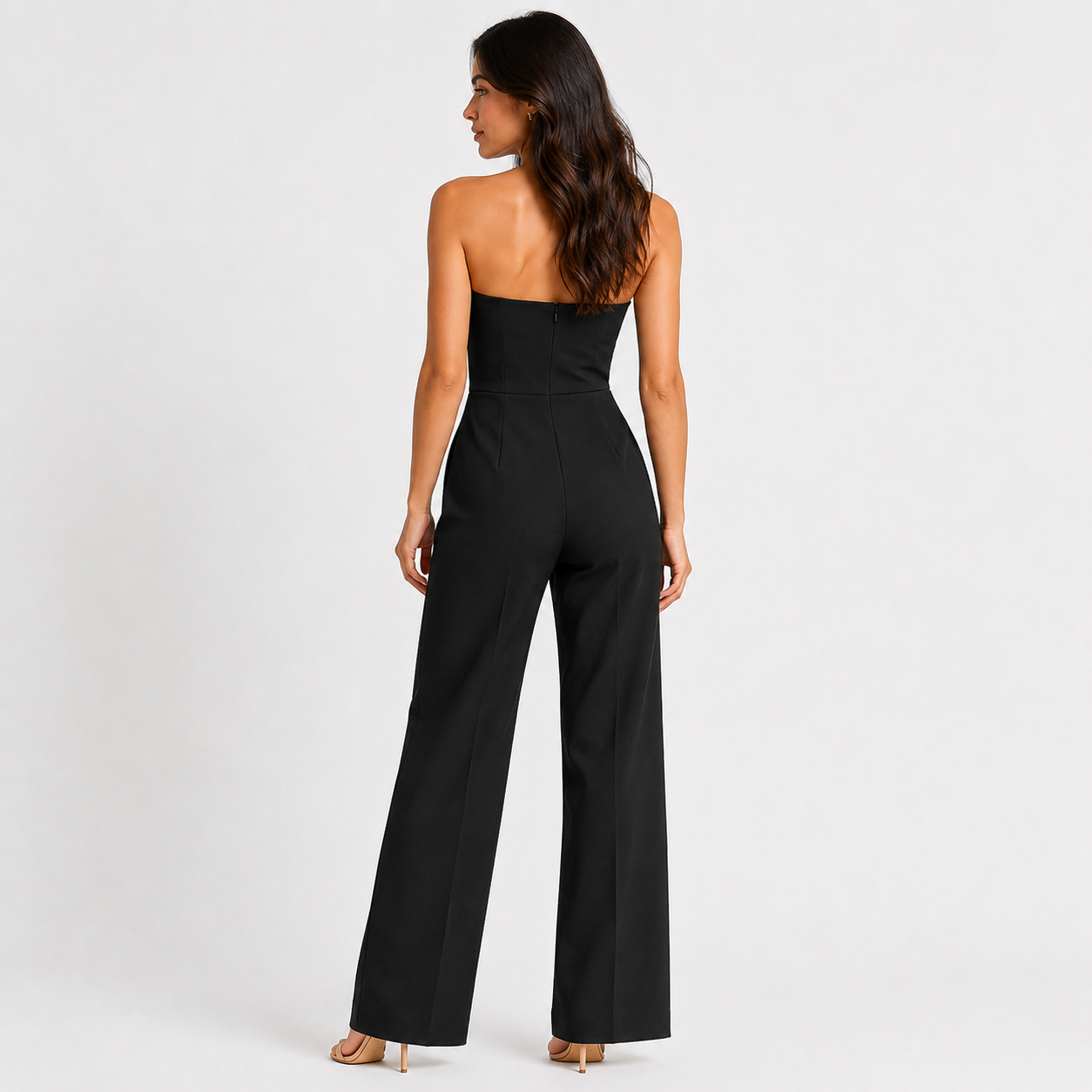 Strapless Wide Leg Jumpsuit, Formal One Piece Outfit
