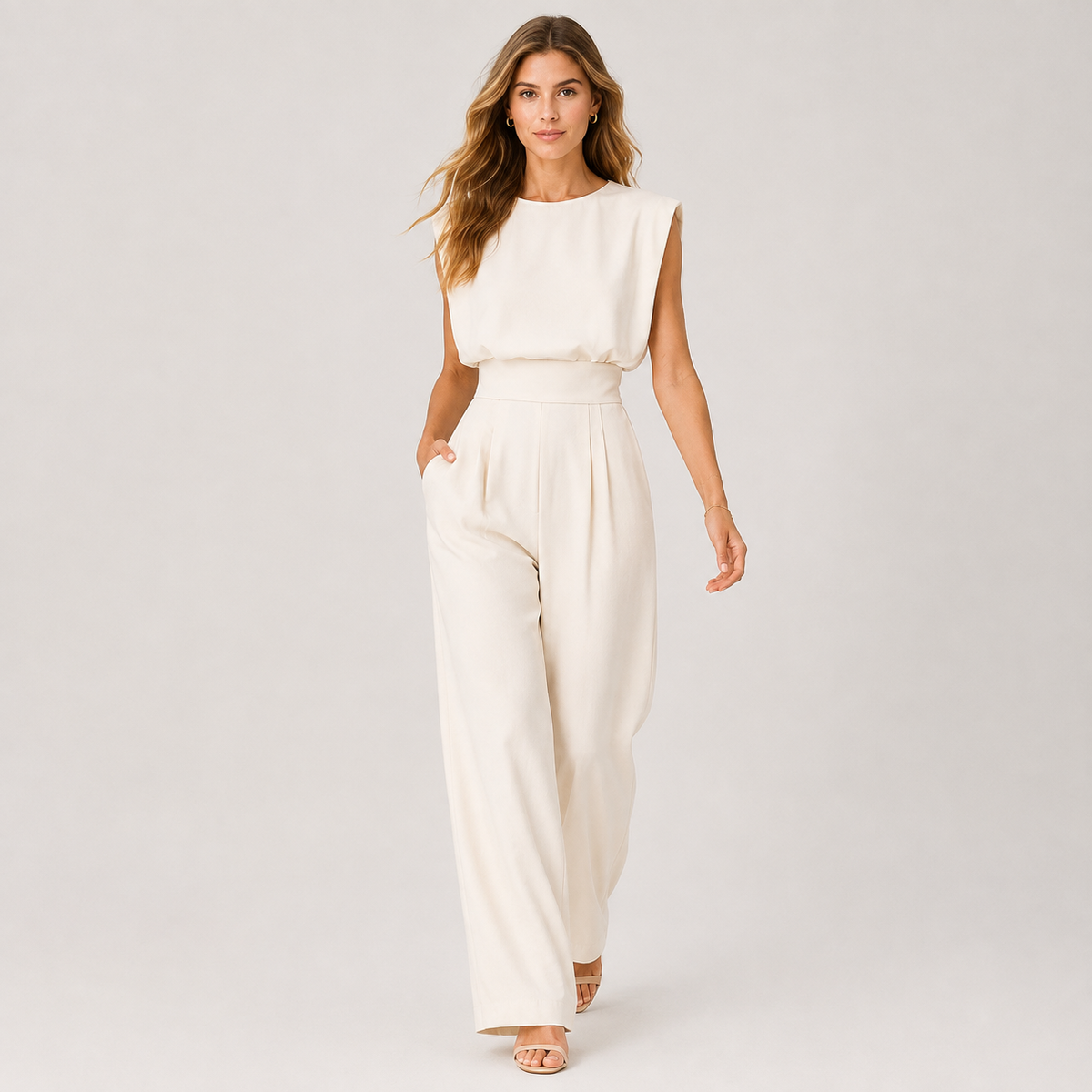 Sleeveless Wide Leg Jumpsuit, Five Colour One Piece