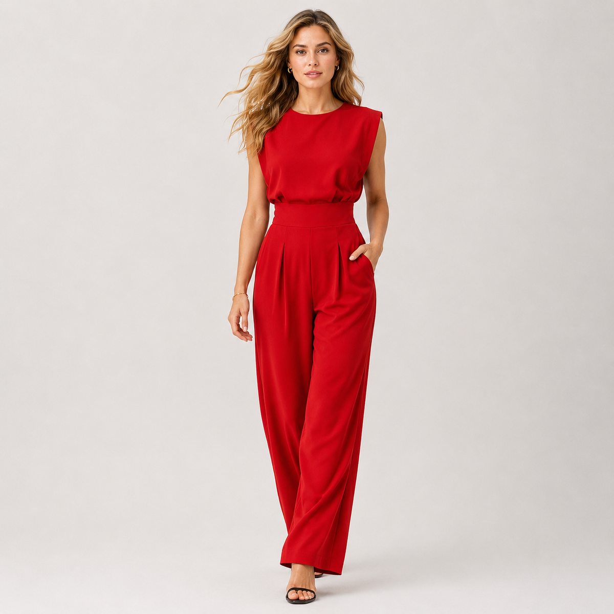 Sleeveless Wide Leg Jumpsuit, Five Colour One Piece