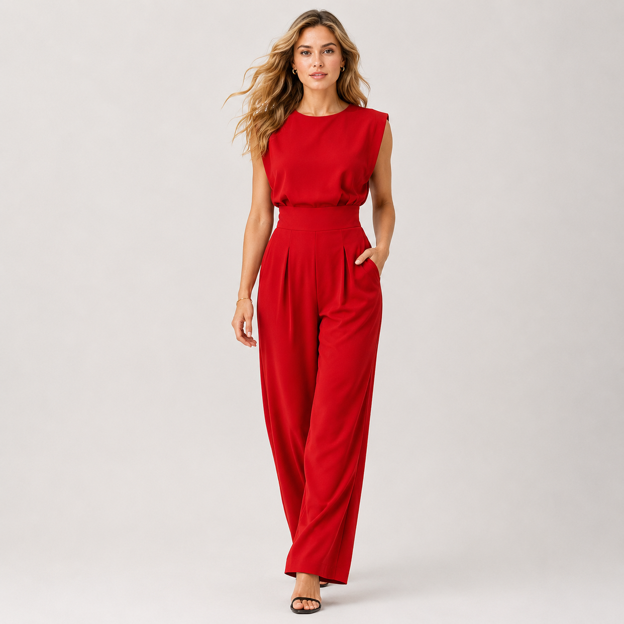 Sleeveless Wide Leg Jumpsuit, Five Colour One Piece