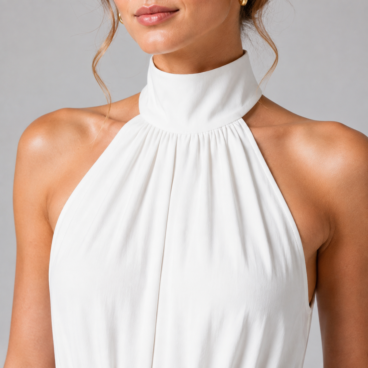 Halter Neck Wide Leg Jumpsuit, Flowing Formal Outfit