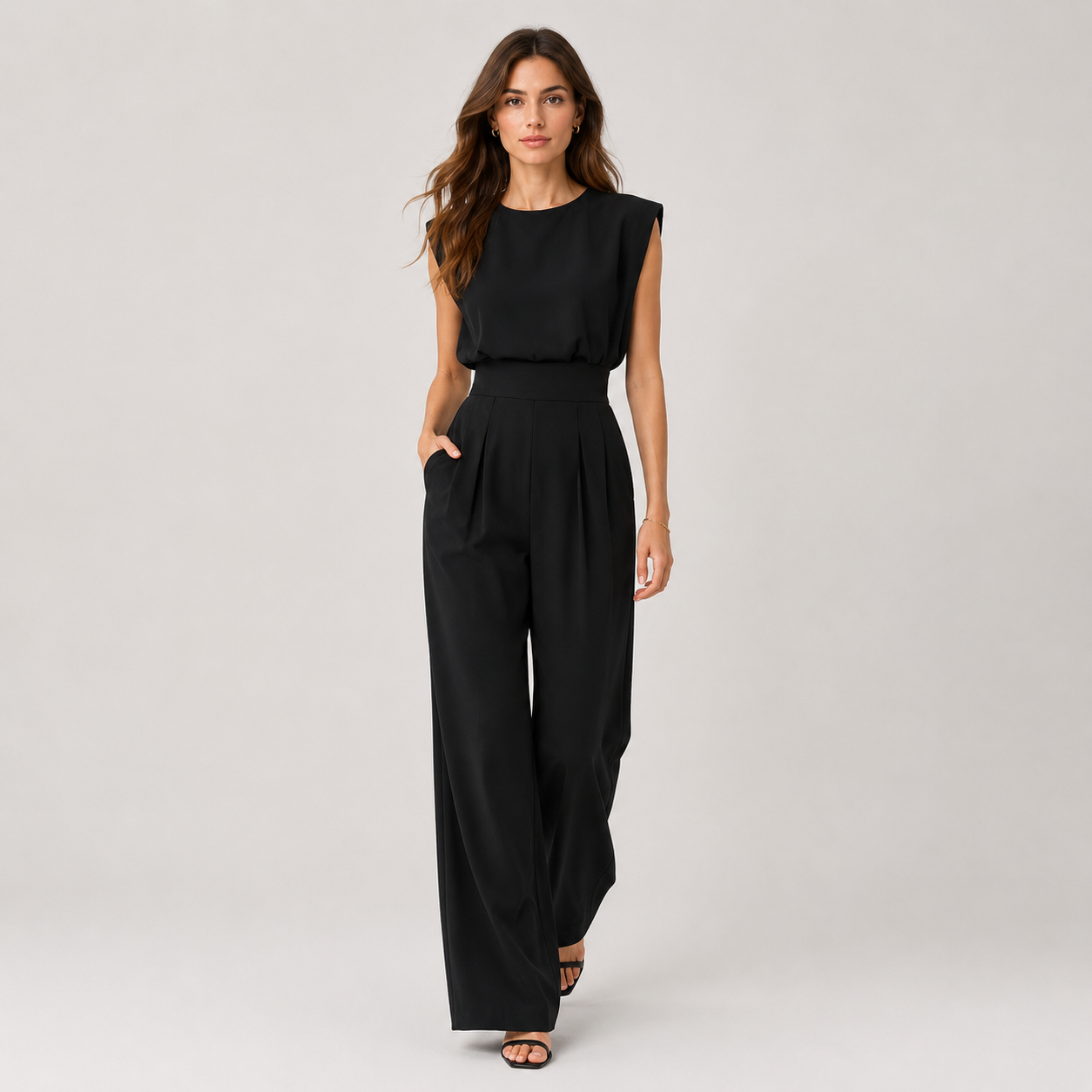 Sleeveless Wide Leg Jumpsuit, Five Colour One Piece