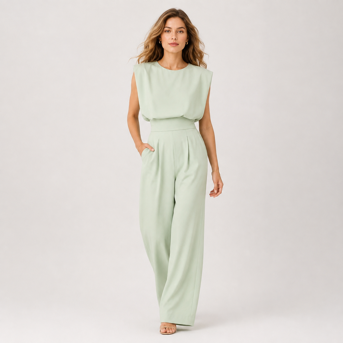 Sleeveless Wide Leg Jumpsuit, Five Colour One Piece