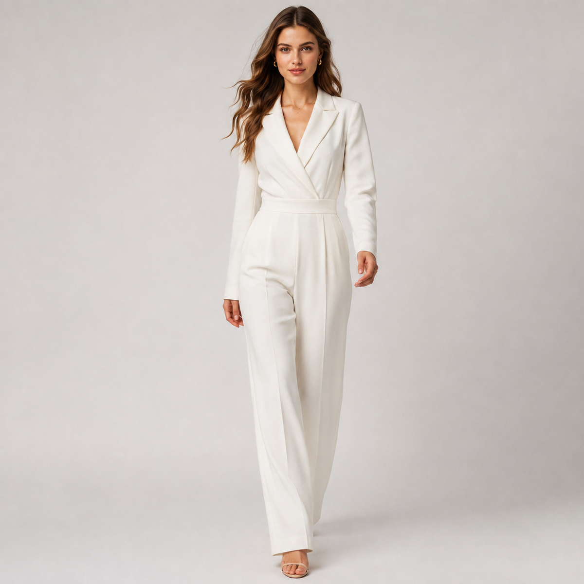 Collared Wide Leg Jumpsuit, Tailored Fit One Piece