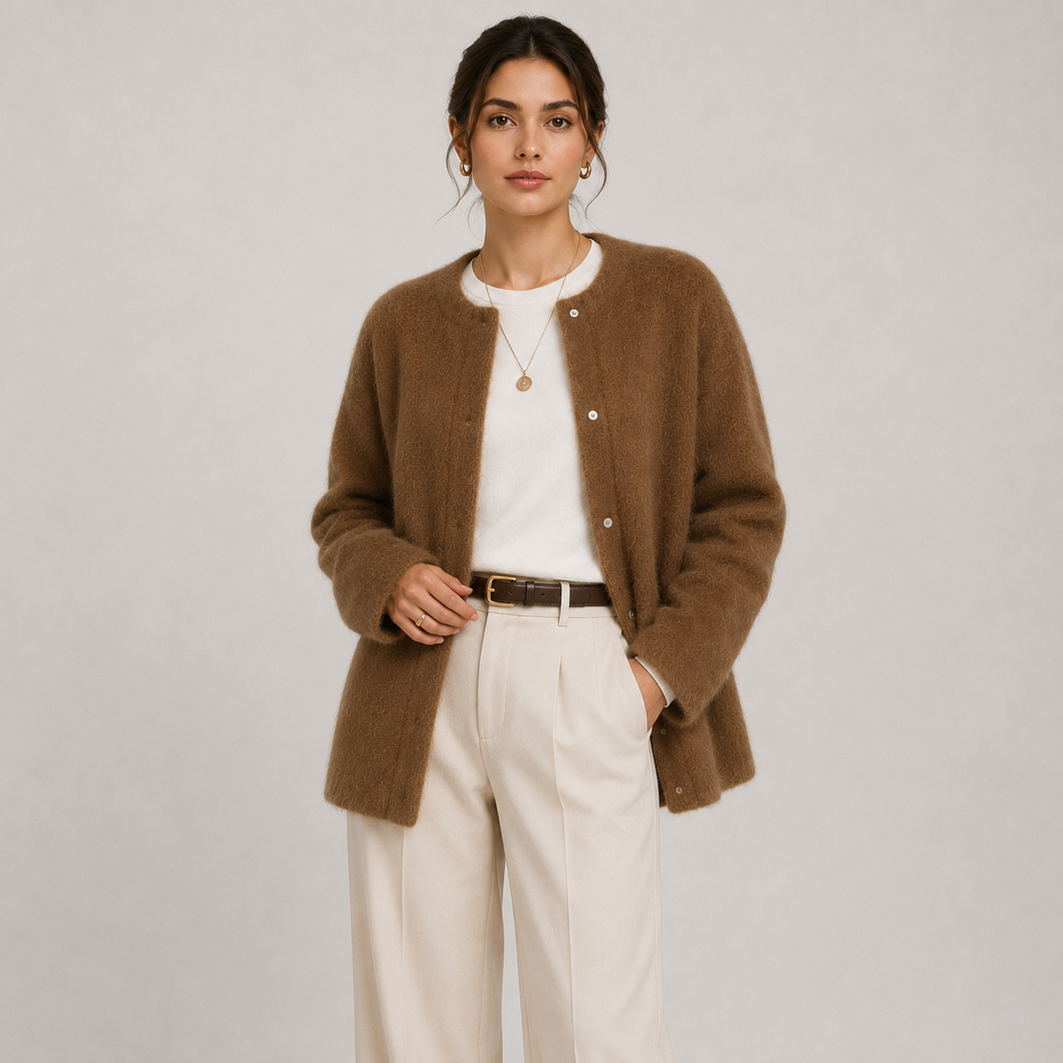Button Front Knit Cardigan, Soft Relaxed Warm Layer