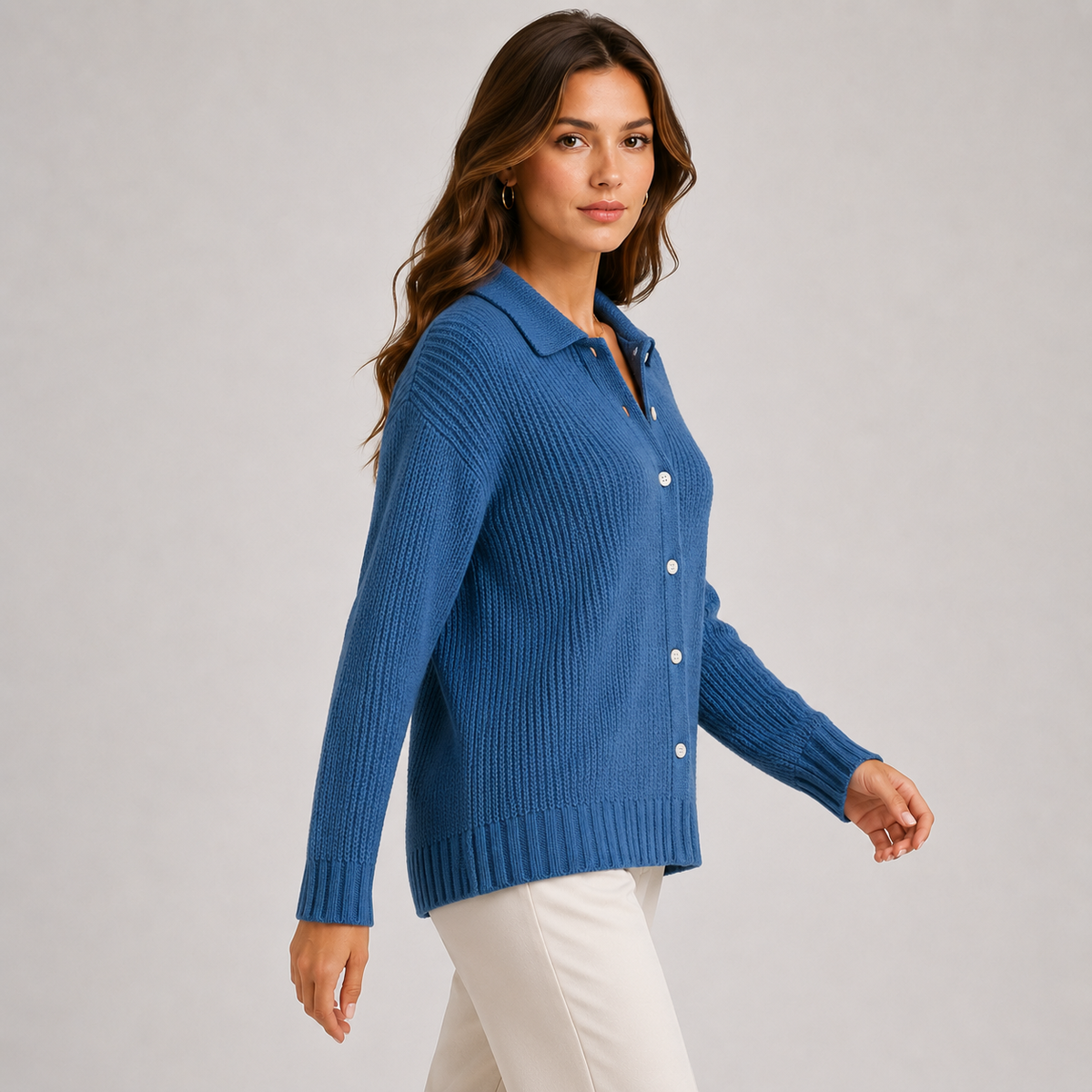 Longline Knit Cardigan, Soft Button Front Relaxed Fit