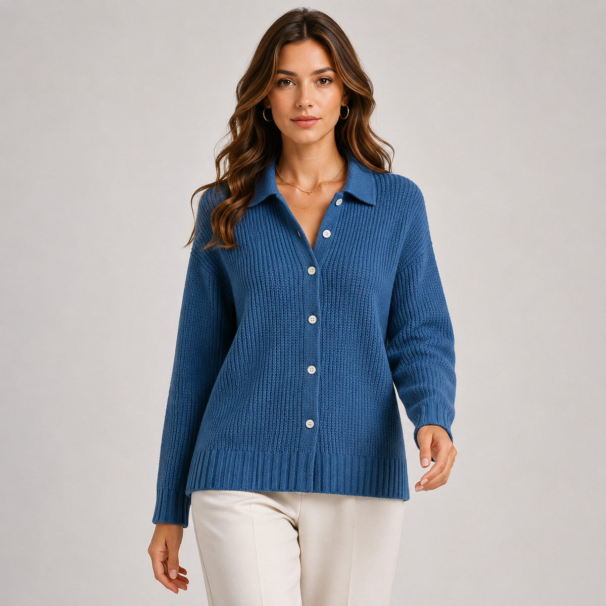 Longline Knit Cardigan, Soft Button Front Relaxed Fit