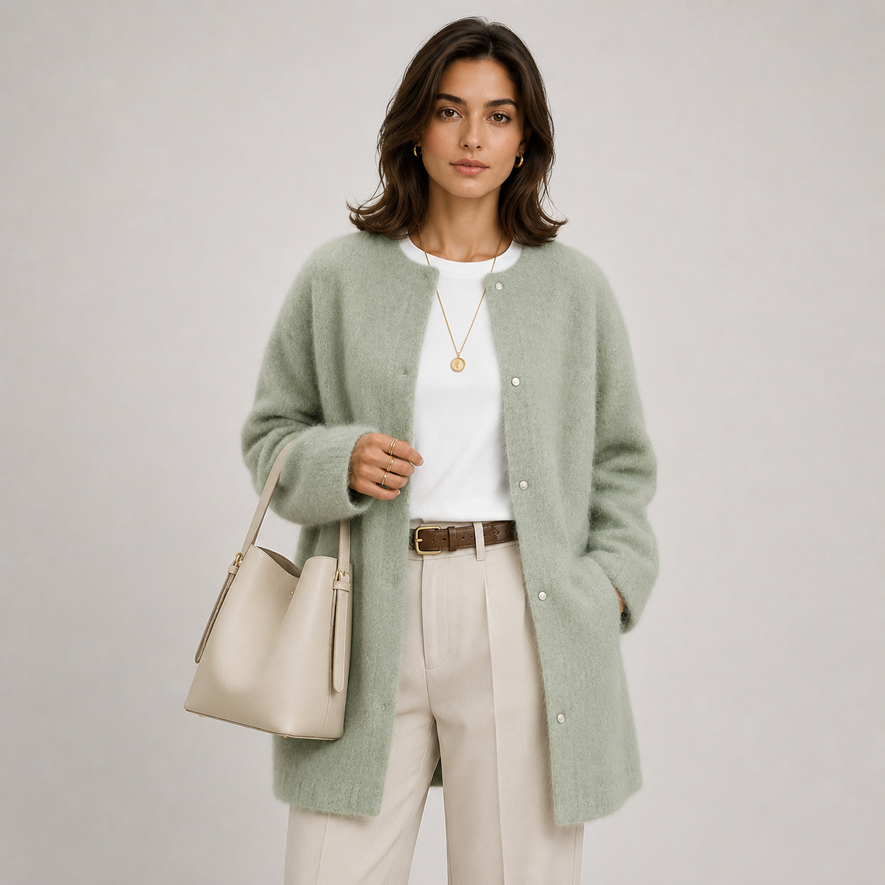 Button Front Knit Cardigan, Soft Relaxed Warm Layer