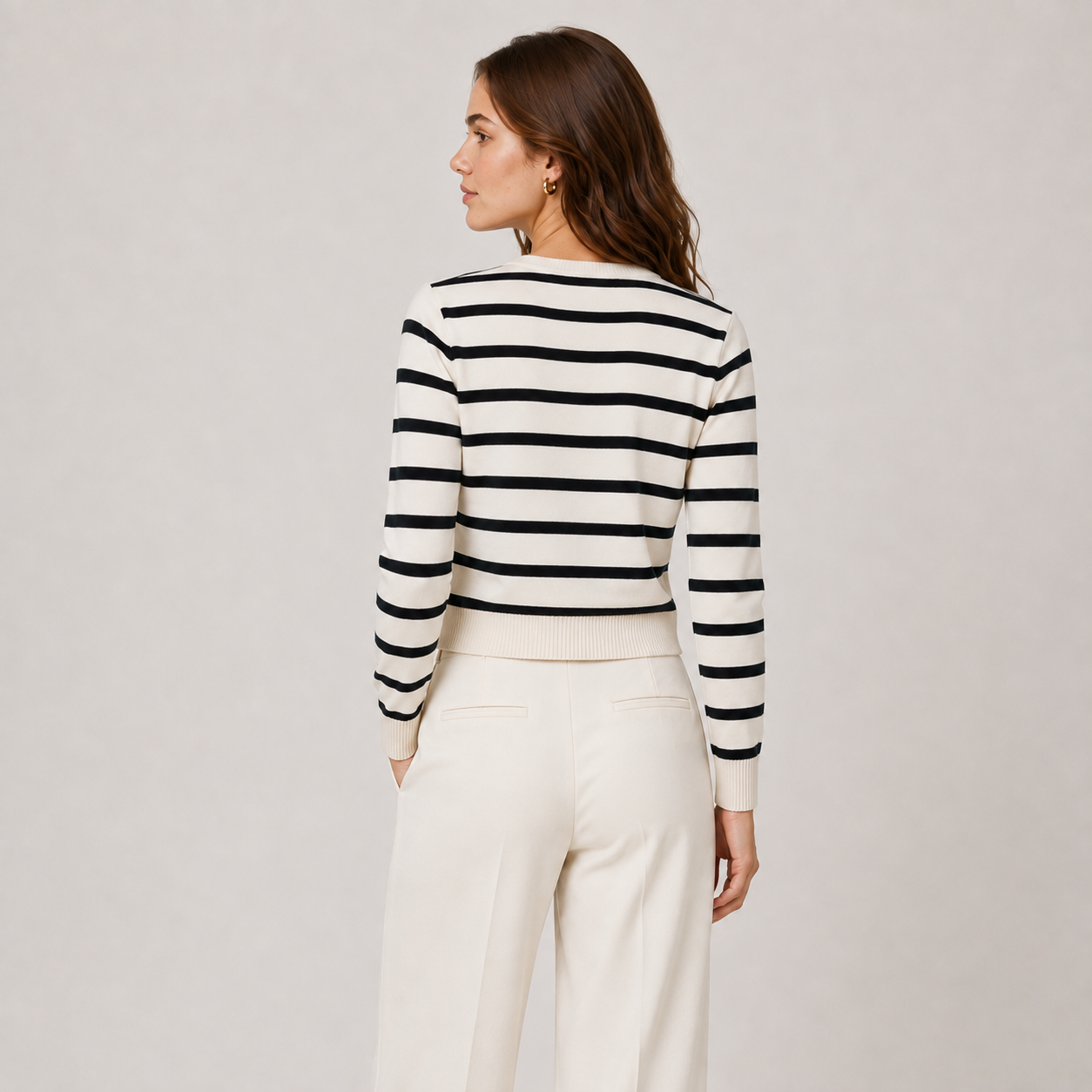 Striped Knit Cardigan, Soft Long Sleeve Layering Top