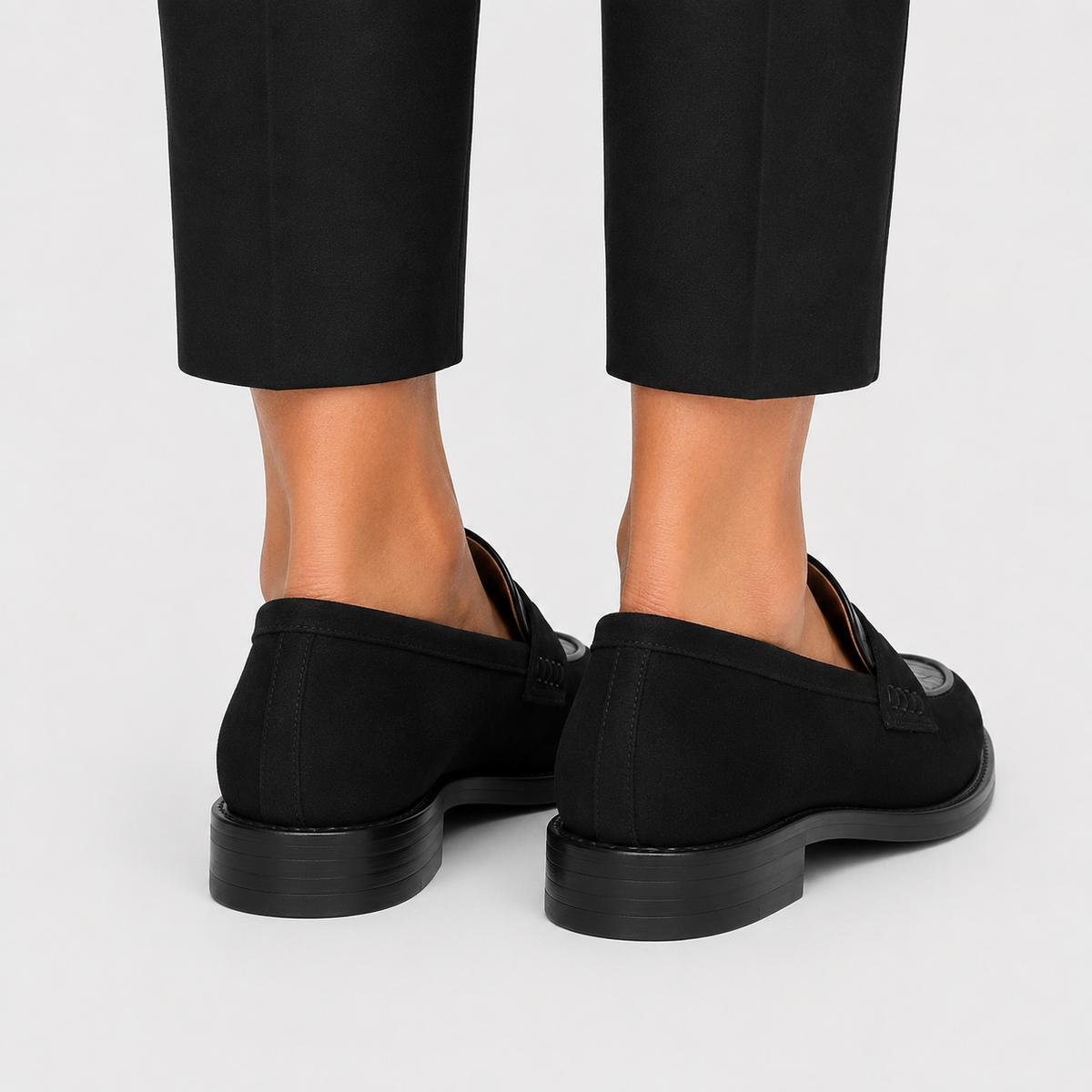 Slip-On Loafers with Arch Support, Black Walking Shoe