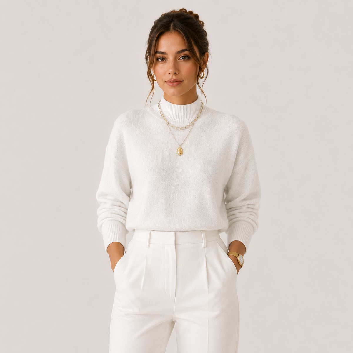 Soft Knit Turtleneck Pullover, Cozy Winter Layering Top