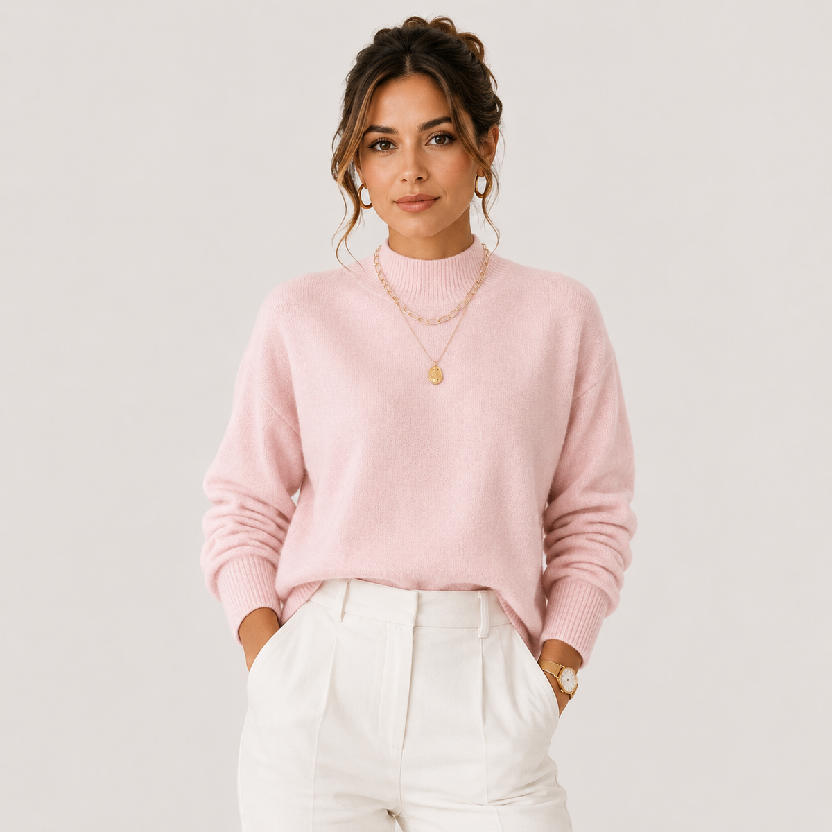 Soft Knit Turtleneck Pullover, Cozy Winter Layering Top