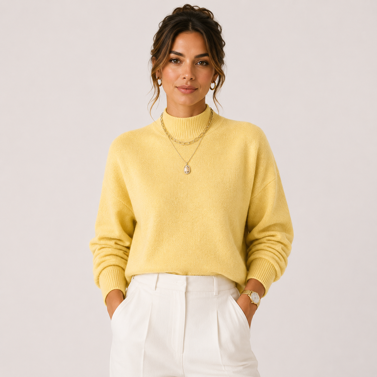 Soft Knit Turtleneck Pullover, Cozy Winter Layering Top