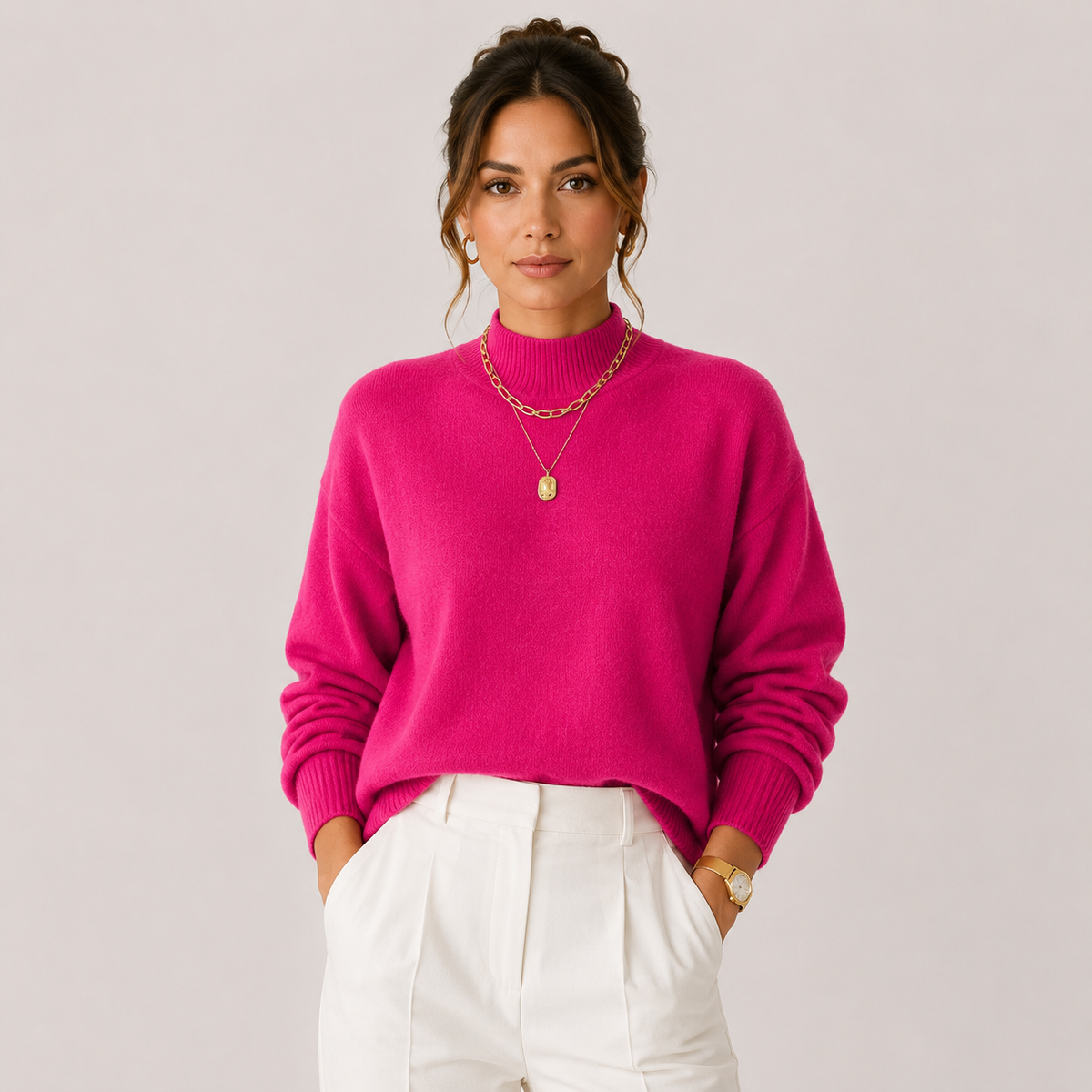 Soft Knit Turtleneck Pullover, Cozy Winter Layering Top