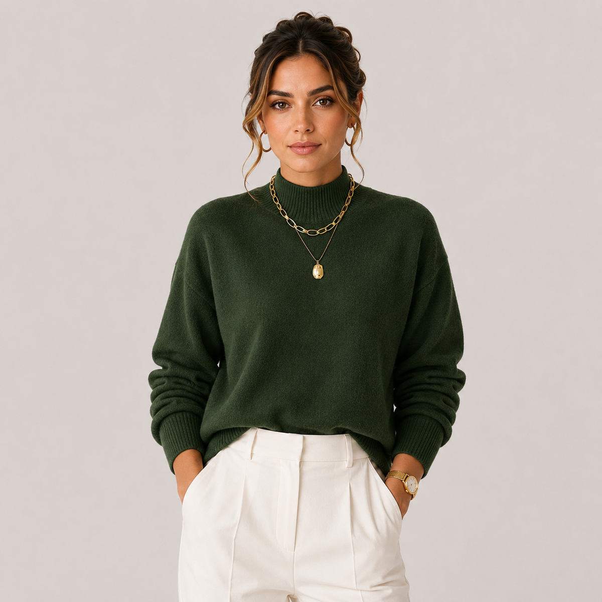 Soft Knit Turtleneck Pullover, Cozy Winter Layering Top