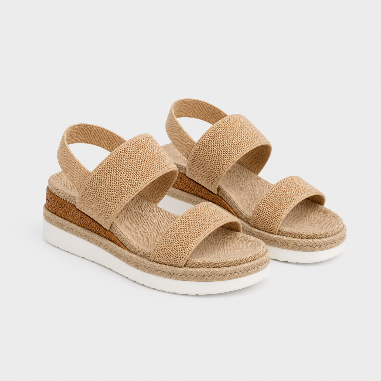 Platform Sandals, Lightweight Stretch Strap Summer Shoes
