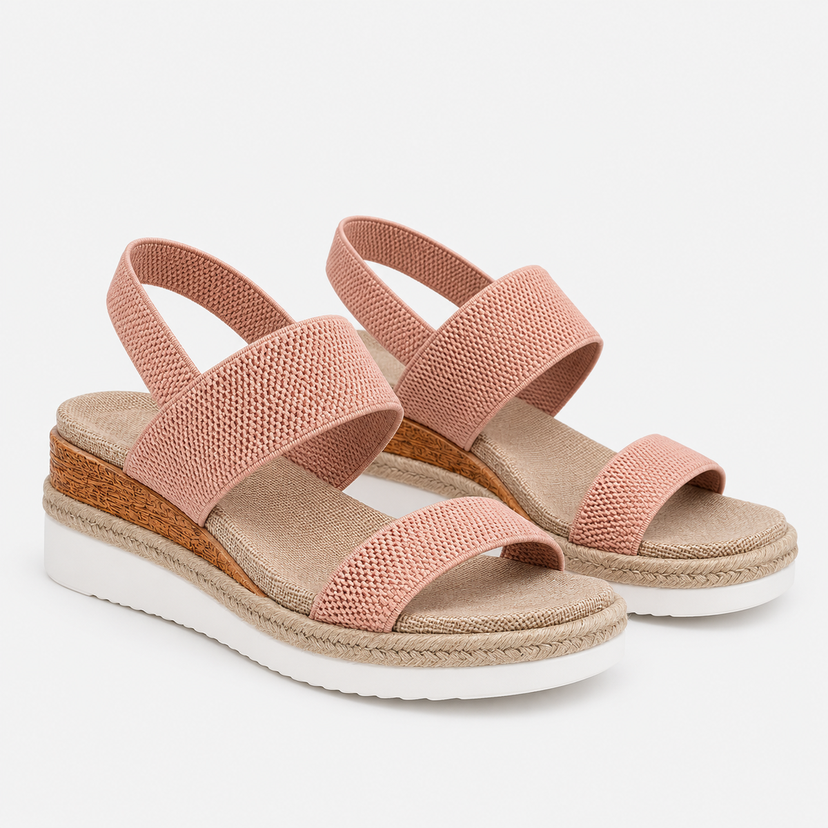 Platform Sandals, Lightweight Stretch Strap Summer Shoes