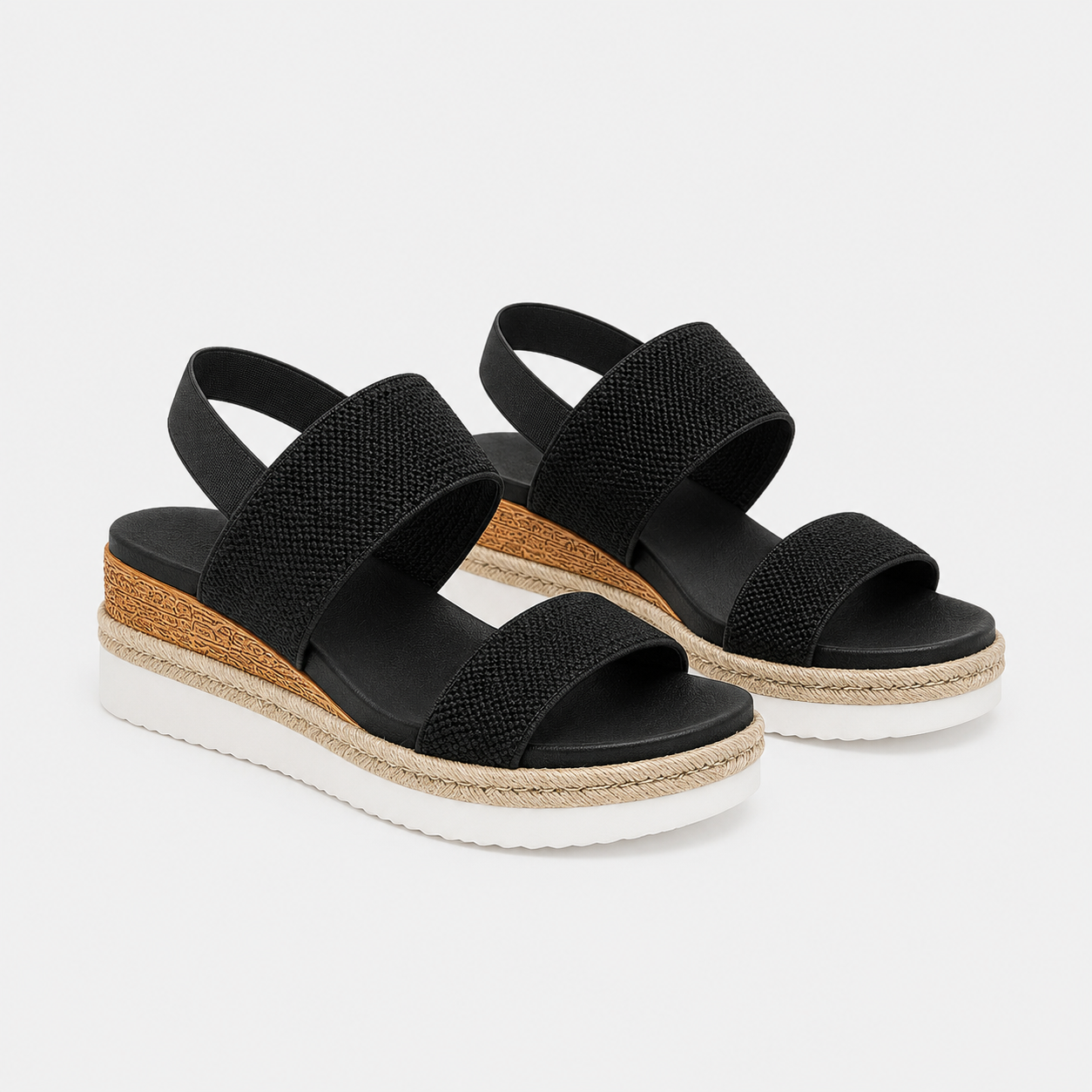 Platform Sandals, Lightweight Stretch Strap Summer Shoes