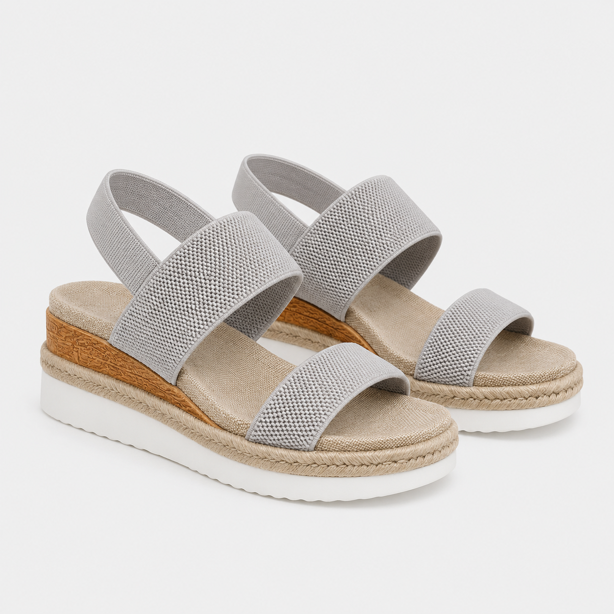 Platform Sandals, Lightweight Stretch Strap Summer Shoes