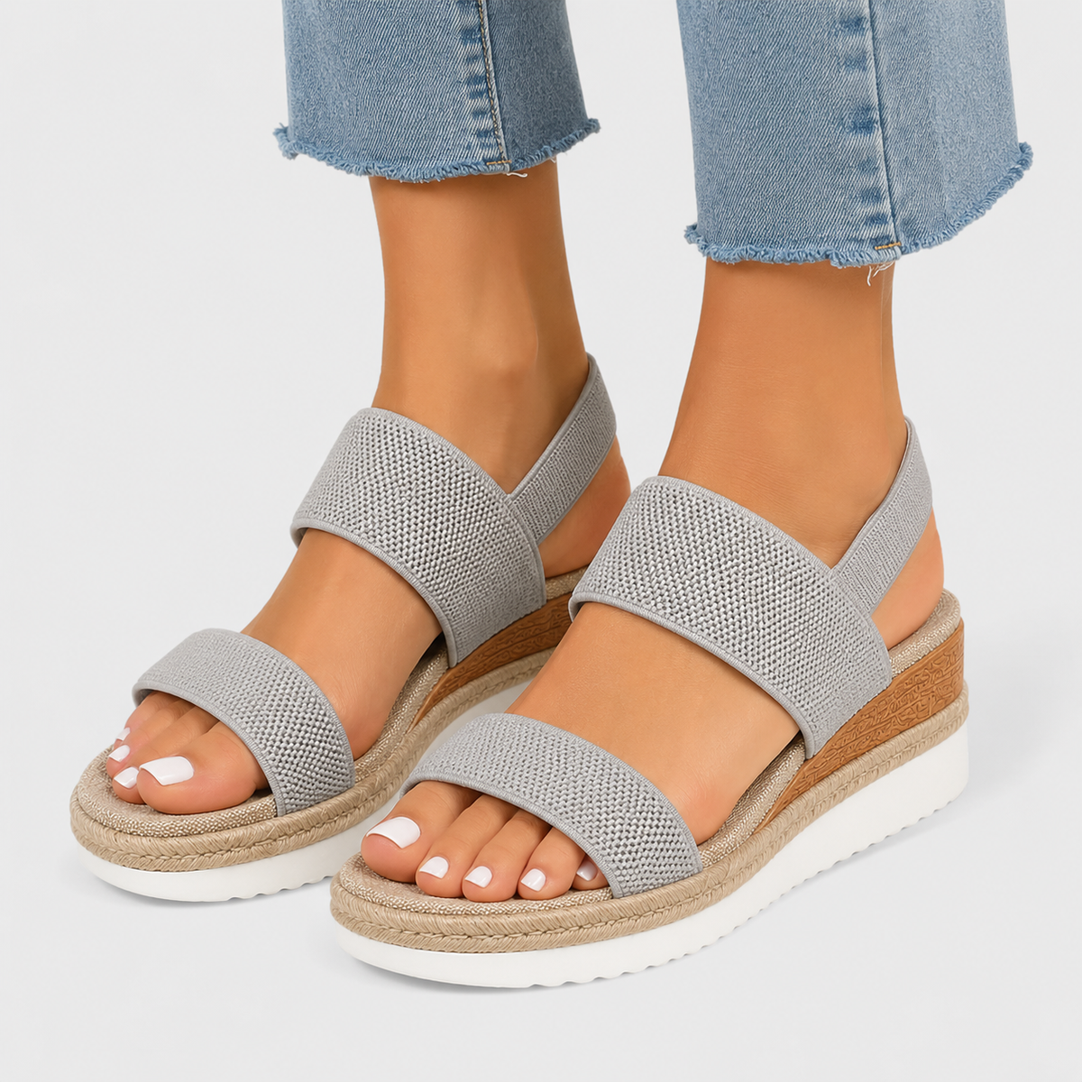 Platform Sandals, Lightweight Stretch Strap Summer Shoes