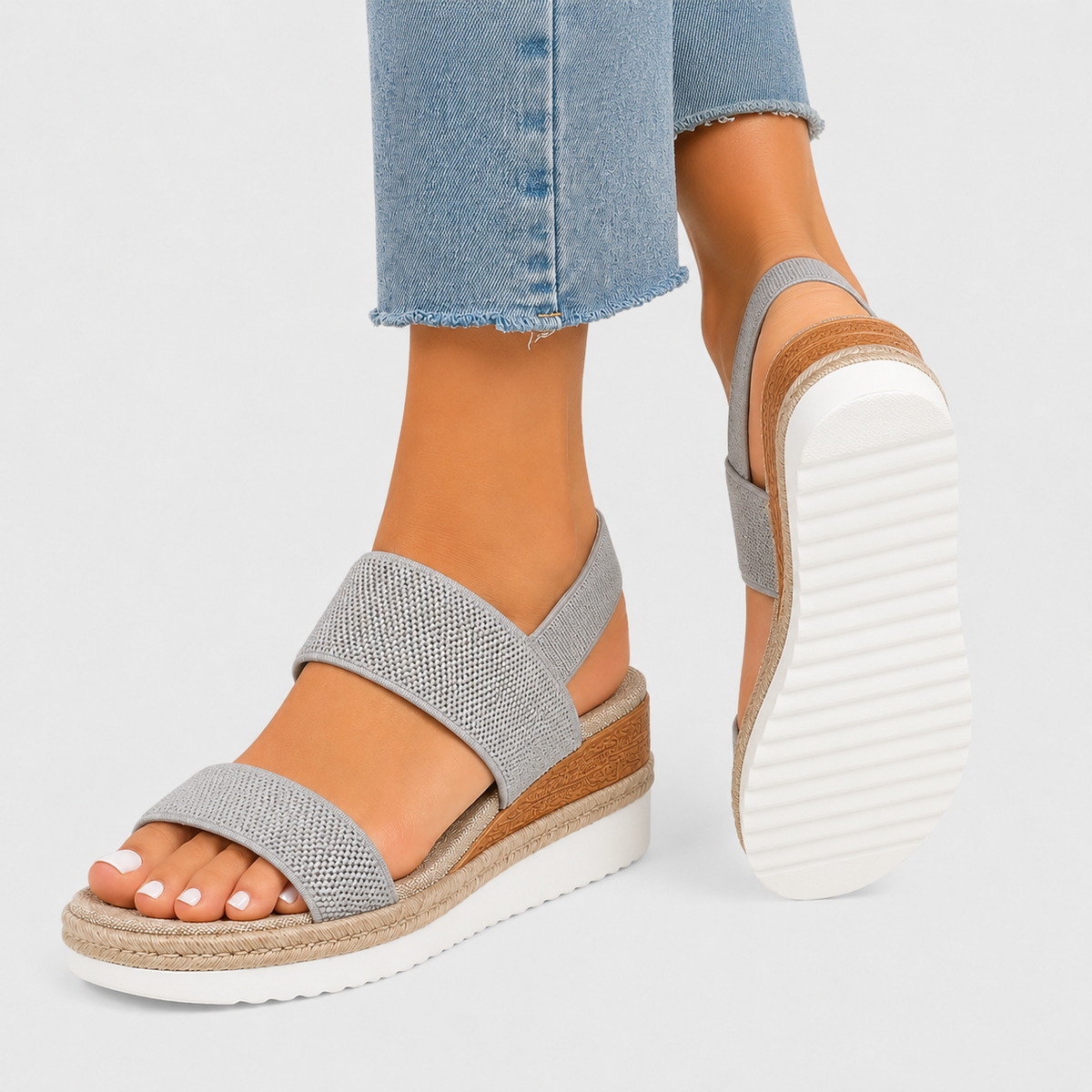 Platform Sandals, Lightweight Stretch Strap Summer Shoes