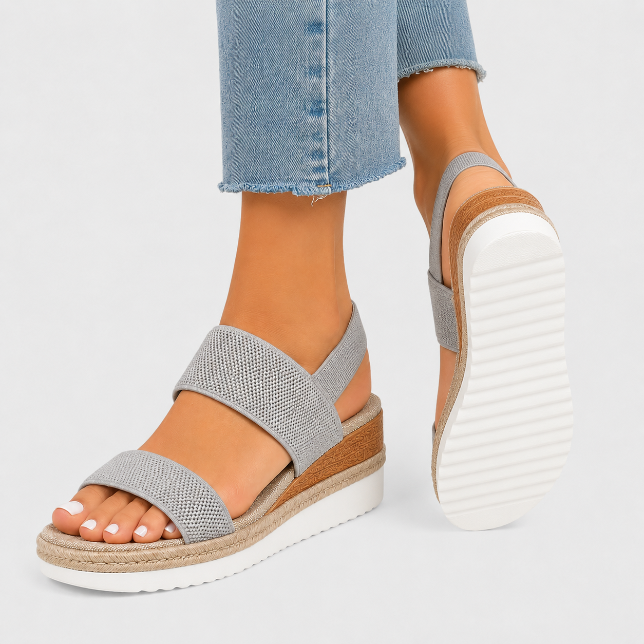 Platform Sandals, Lightweight Stretch Strap Summer Shoes