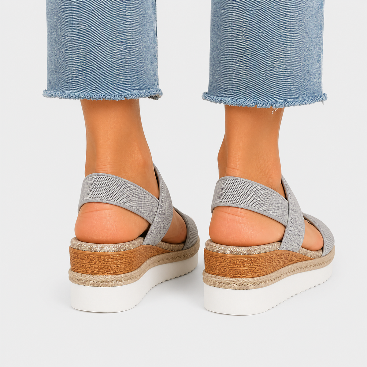 Platform Sandals, Lightweight Stretch Strap Summer Shoes