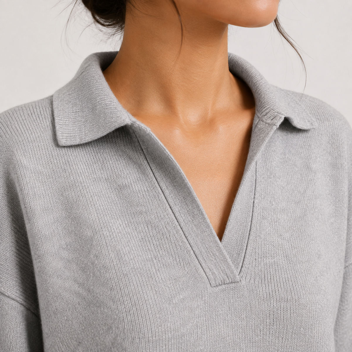 Polo Sweater and Wide Leg Pants Set, Soft Knit Co Ord
