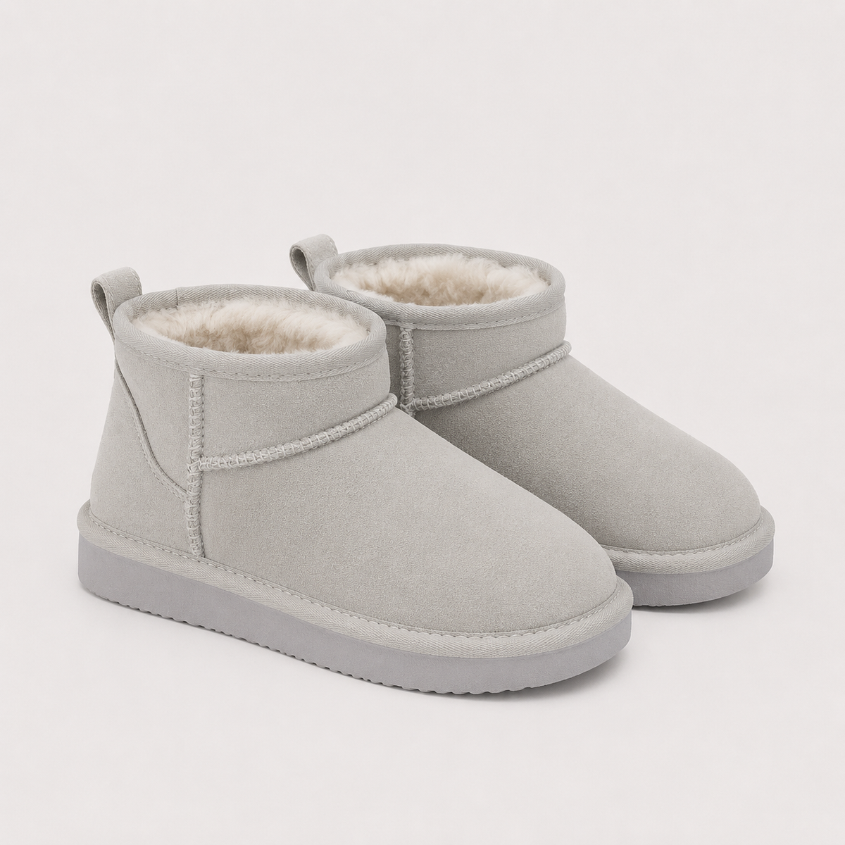 Shearling Lined Mini Ankle Boots, Warm Winter Style