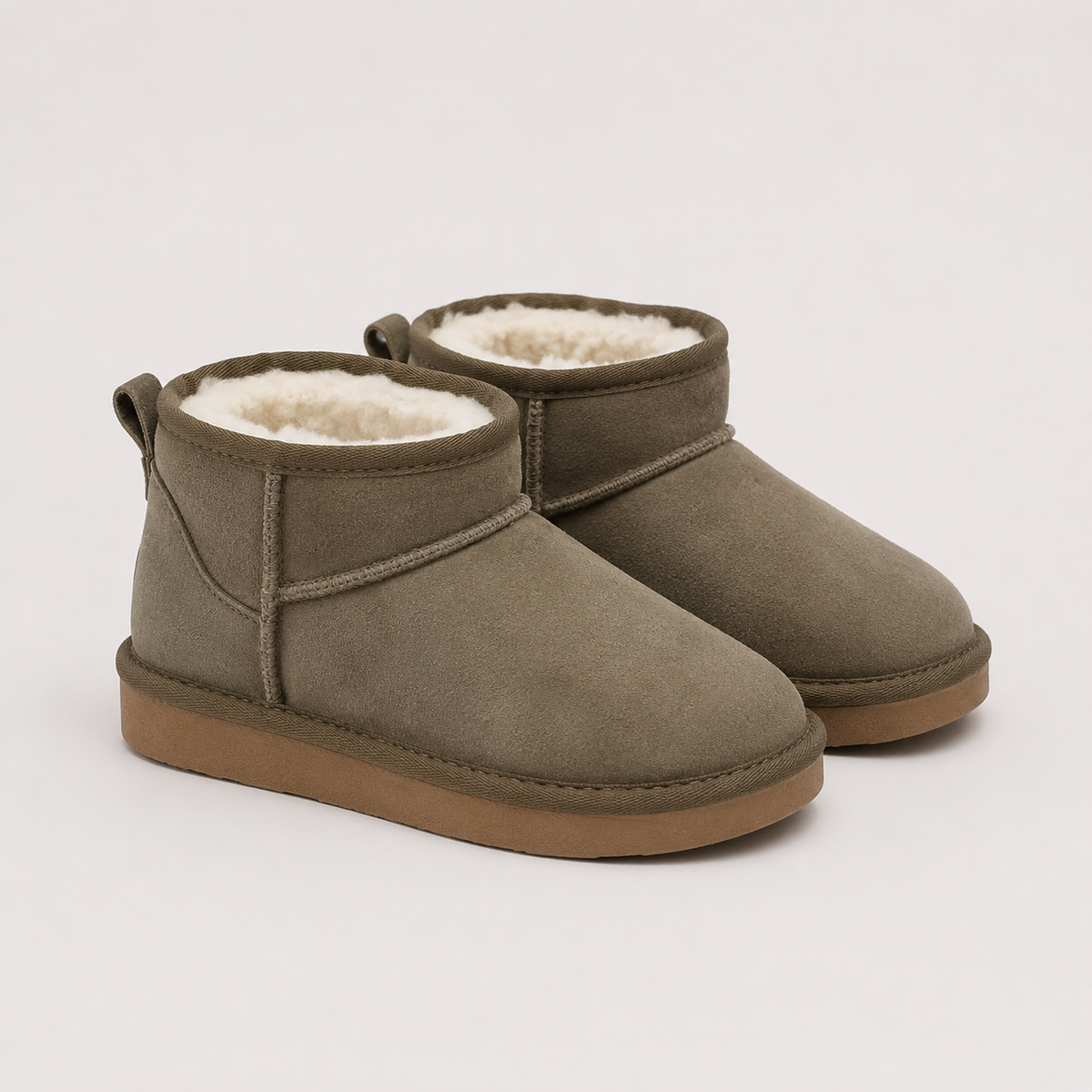 Shearling Lined Mini Ankle Boots, Warm Winter Style
