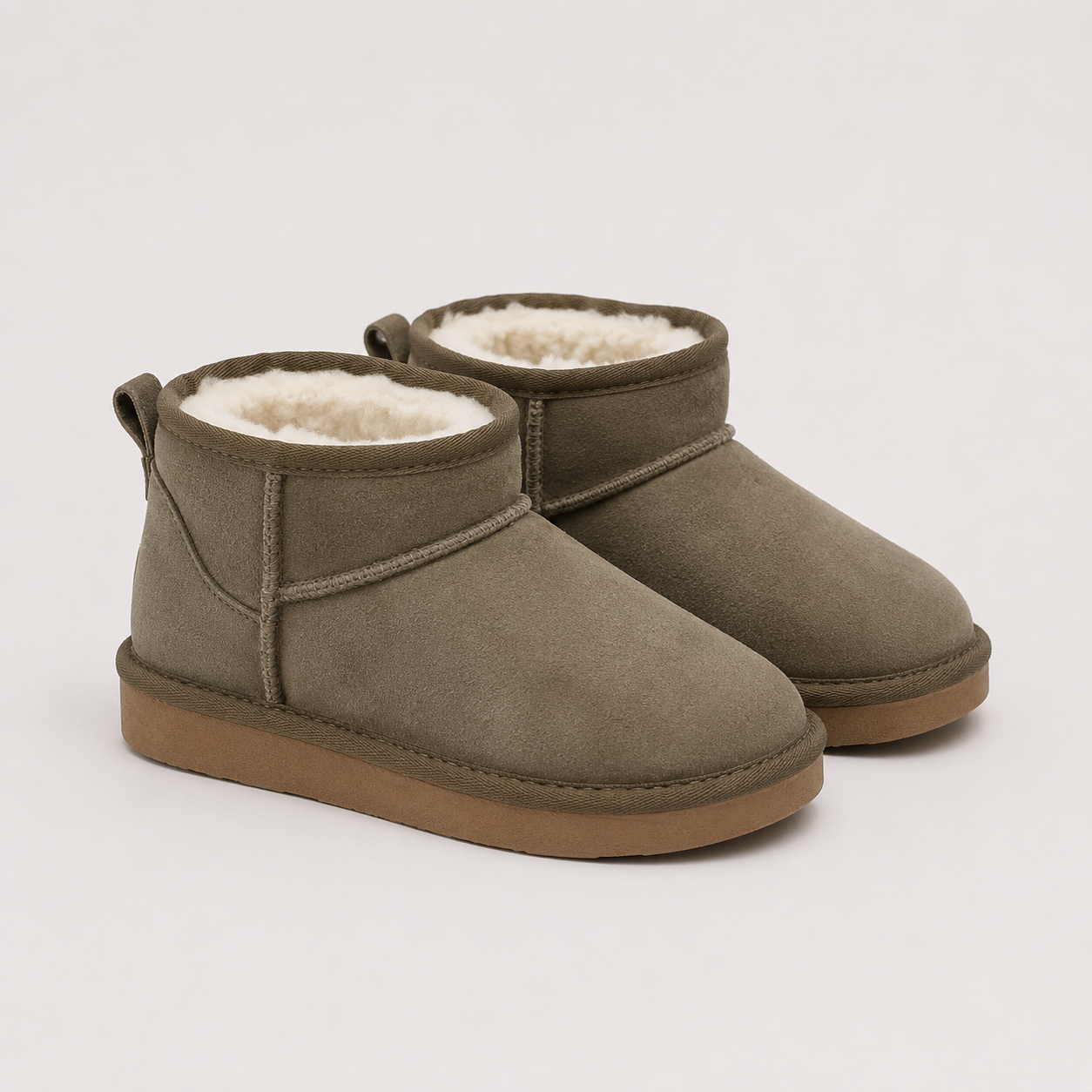 Shearling Lined Mini Ankle Boots, Warm Winter Style